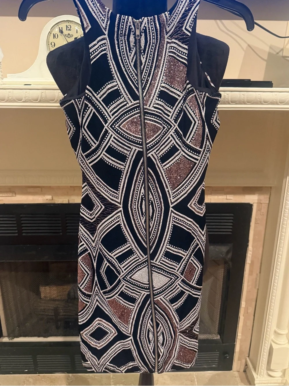 Speechless Navy & Brown Geometric Mini Dress